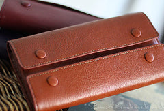 Handmade fashion red purple orange leather long iphone bifold wallet for women/lady girl - EverHandmade