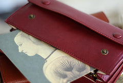 Handmade fashion red purple orange leather long iphone bifold wallet for women/lady girl - EverHandmade