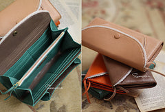 Handmade vintage sweet cute lace leather long bifold wallet for women/lady