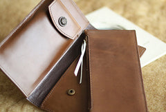 Handmade vintage leopard print cilice leather long bifold wallet for women/lady - EverHandmade