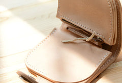 Handmade beige leather billfold biker wallet chain bifold billfold wallet purse clutch for men - EverHandmade