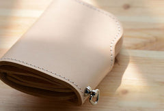 Handmade beige leather billfold biker wallet chain bifold billfold wallet purse clutch for men - EverHandmade