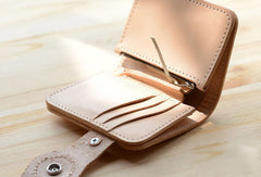 Handmade leather beige billfold biker wallet chain billfold wallet purse clutch for men - EverHandmade