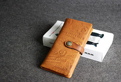 Handmade leather men wallet clutch brown vintage clutch men long wallet purse clutch
