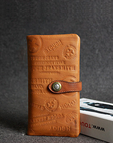Handmade leather men wallet clutch brown vintage clutch men long wallet purse clutch - EverHandmade