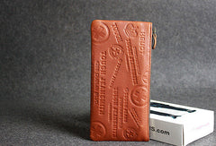 Handmade leather men wallet clutch brown vintage zip men long wallet purse clutch - EverHandmade