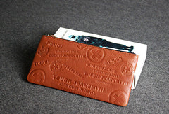 Handmade leather men wallet clutch brown vintage zip men long wallet purse clutch - EverHandmade