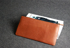 Handmade leather men wallet clutch brown vintage zip men long wallet purse clutch - EverHandmade