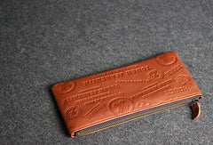 Handmade leather men wallet clutch brown vintage zip men long wallet purse clutch - EverHandmade