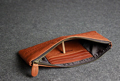 Handmade leather men wallet clutch brown vintage zip men long wallet purse clutch - EverHandmade