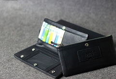 Handmade leather men clutch black vintage zip clutch men long wallet purse clutch - EverHandmade