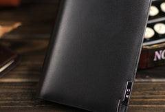 Leather men long wallet clutch black vintage modern clutch men phone purse clutch