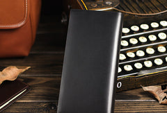 Leather men long wallet clutch black vintage modern clutch men phone purse clutch - EverHandmade