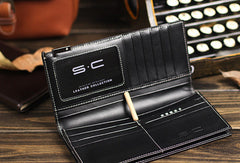 Leather men long wallet clutch black vintage modern clutch men phone purse clutch - EverHandmade