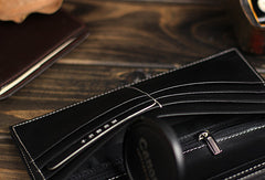 Leather men long wallet clutch black vintage modern clutch men phone purse clutch - EverHandmade