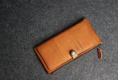 Leather men clutch brown vintage zip clutch men phone long wallet purse clutch