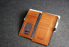 Leather men clutch brown vintage zip clutch men phone long wallet purse clutch
