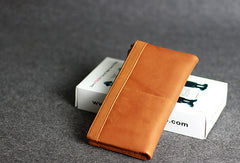 Handmade leather men clutch brown vintage zip clutch men long wallet purse clutch