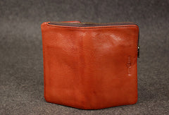 Leather men trifold long wallet clutch brown vintage zip clutch men long wallet purse - EverHandmade