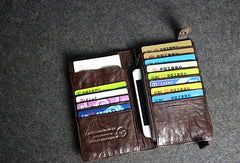 Handmade leather men clutch coffee vintage zip clutch men long wallet purse clutch - EverHandmade