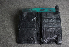 Handmade leather men clutch coffee vintage zip clutch men long wallet purse clutch - EverHandmade