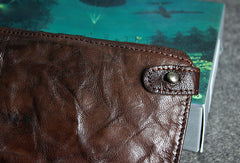 Handmade leather men clutch coffee vintage zip clutch men long wallet purse clutch - EverHandmade