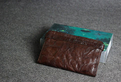 Handmade leather men clutch coffee vintage zip clutch men long wallet purse clutch - EverHandmade