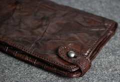 Handmade leather men clutch coffee vintage zip clutch men long wallet purse clutch - EverHandmade