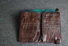 Handmade leather men clutch coffee vintage zip clutch men long wallet purse clutch - EverHandmade