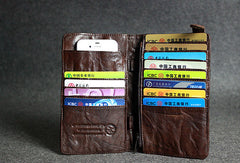 Handmade leather men clutch coffee vintage zip clutch men long wallet purse clutch - EverHandmade