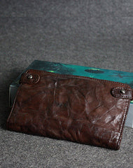 Handmade leather men clutch coffee vintage zip clutch men long wallet purse clutch - EverHandmade