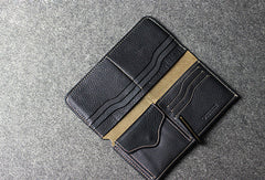 Leather men long wallet coffee brown black vintage phone clutch men purse clutch
