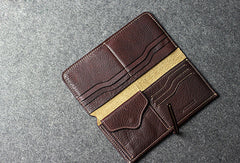 Leather men long wallet coffee brown black vintage phone clutch men purse clutch