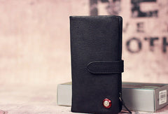 Leather men long wallet clutch black vintage zip phone clutch men purse clutch