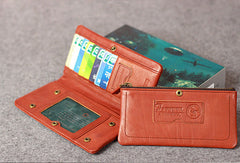 Leather men long wallet clutch brown vintage zip phone clutch men long wallet purse