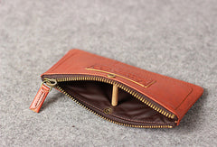 Leather men long wallet clutch brown vintage zip phone clutch men long wallet purse