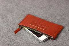 Leather men long wallet clutch brown vintage zip phone clutch men long wallet purse