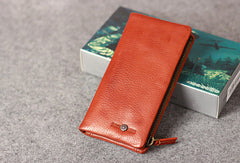 Leather men long wallet clutch brown vintage zip phone clutch men long wallet purse