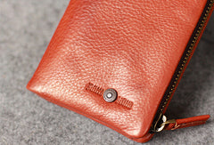 Leather men long wallet clutch brown vintage zip phone clutch men long wallet purse