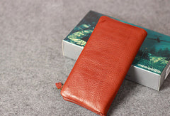 Leather men long wallet clutch brown vintage zip phone clutch men long wallet purse
