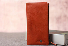 Leather men long wallet clutch brown vintage zip phone clutch men long wallet purse