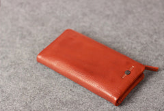 Leather men long wallet clutch brown vintage zip phone clutch men long wallet purse