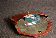Leather men long wallet clutch brown strip phone vintage clutch men purse clutch - EverHandmade