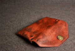 Leather men long wallet clutch brown strip phone vintage clutch men purse clutch - EverHandmade