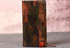 Leather camouflage men clutch long wallet vintage clutch long wallet purse clutch - EverHandmade
