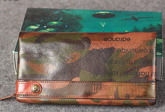 Leather camouflage men clutch long wallet vintage clutch long wallet purse clutch - EverHandmade