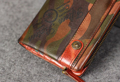 Leather camouflage men clutch long wallet vintage clutch long wallet purse clutch - EverHandmade