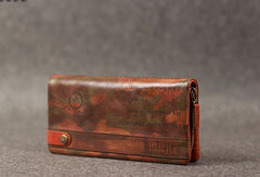 Leather camouflage men zip long wallet clutch vintage clutch long wallet purse