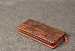 Leather camouflage men zip long wallet clutch vintage clutch long wallet purse