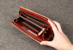 Leather camouflage men zip long wallet clutch vintage clutch long wallet purse